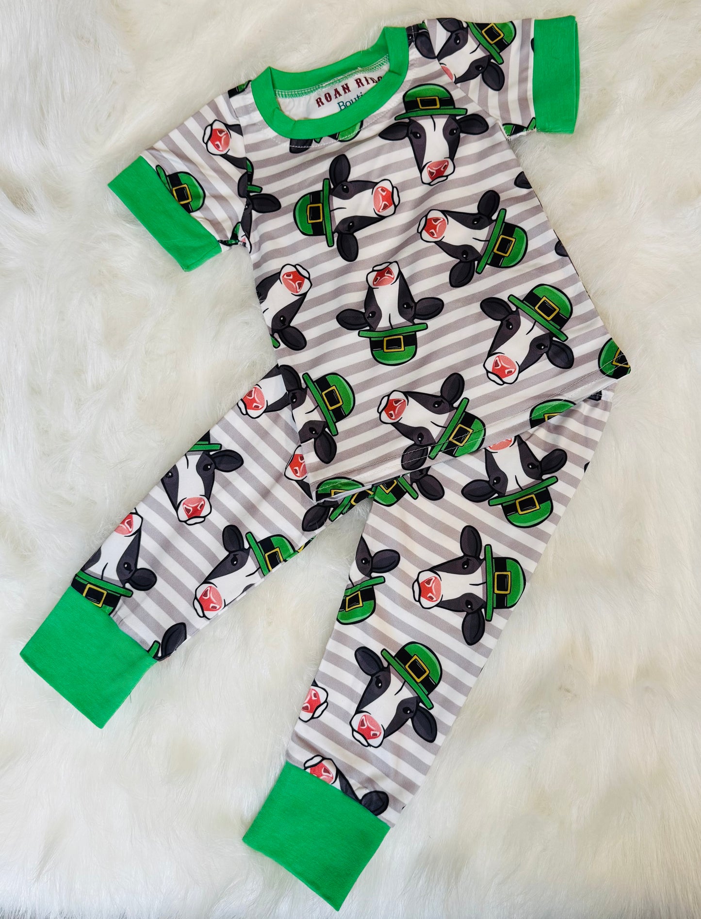 St. Patty’s stripe cow outfit